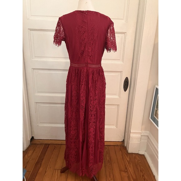 NWT Blencot  Maxi Dress Red Maroon‎ Lace Sz Small boho prairie cottagecore - Picture 14 of 14